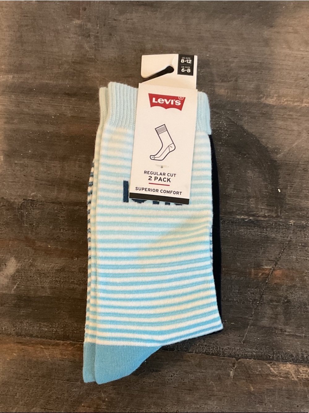Levi's Light Blue and White Striped Crew Socks - 2 Pack